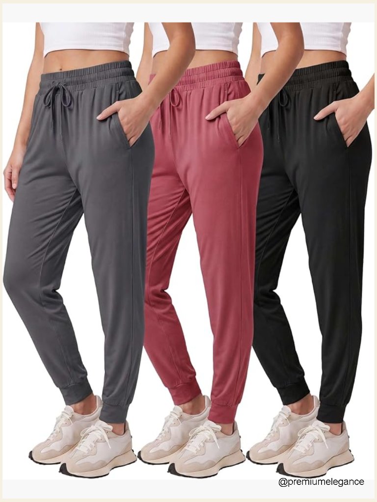 3 Pack Women's Lounge Joggers With Pockets Yoga Running Sweatpants